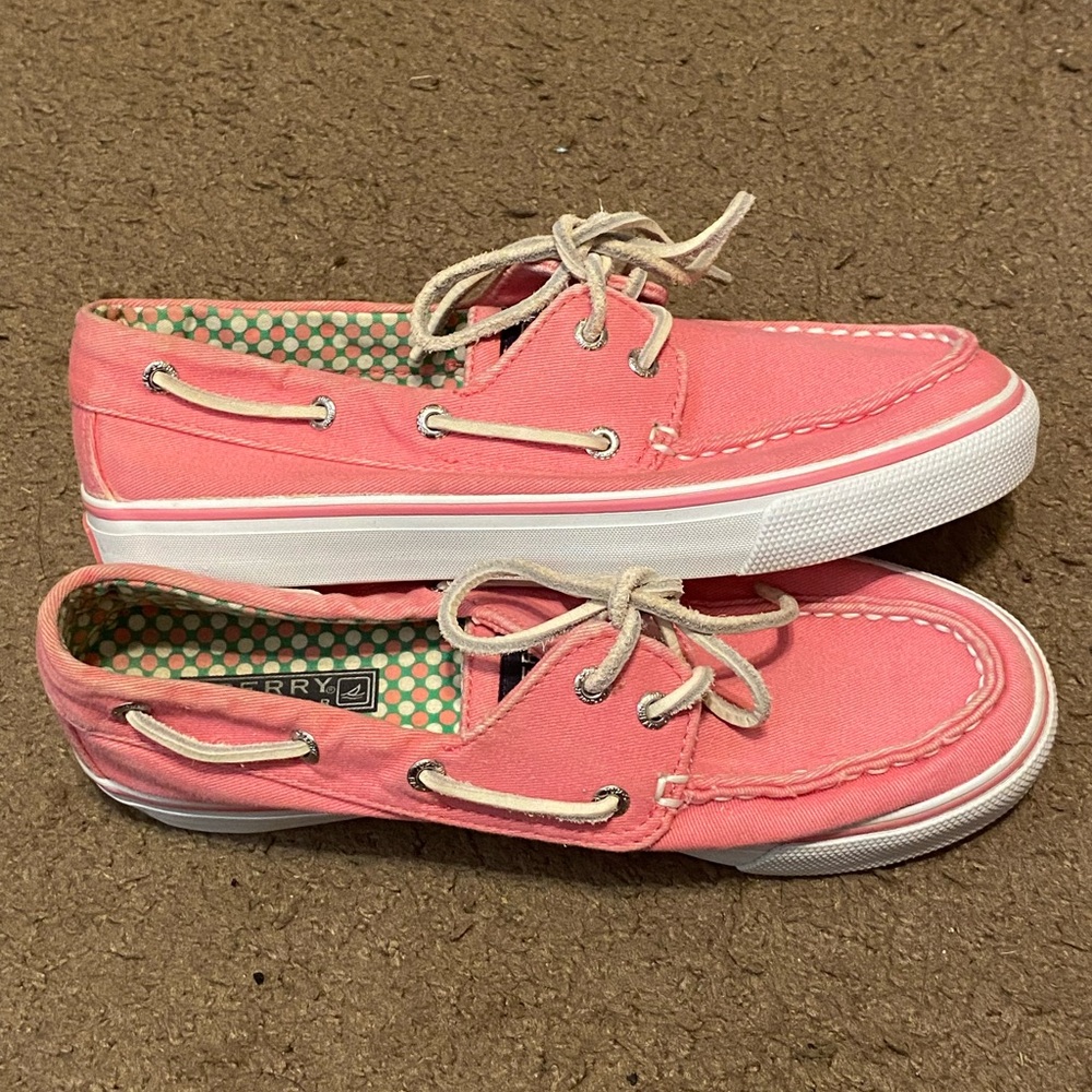Womens Sperry Top-Sider‎ Bahama Canvas Boat Shoes Pink White Size 6.5 - Picture 2 of 5